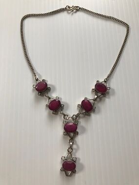 Sterling silver 925 genuine natural ruby necklace